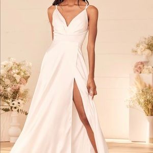 Lulus Found Love White Satin Sleeveless Maxi Dress